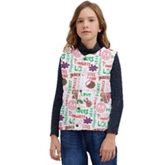 Power Love Pattern Texture Seamless Peace Kid s Button Up Puffer Vest	