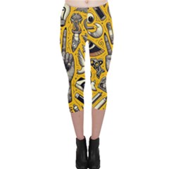 Yellow Template Design Capri Leggings  by Perong