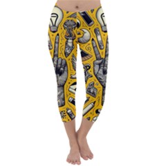 Yellow Template Design Capri Winter Leggings 