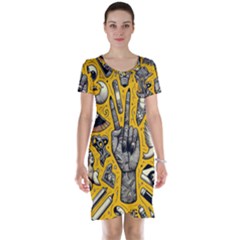 Yellow Template Design Short Sleeve Nightdress