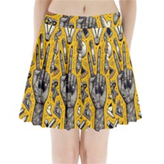 Yellow Template Design Pleated Mini Skirt by Perong