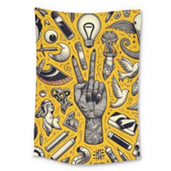 Yellow Template Design Large Tapestry