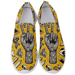 Yellow Template Design Men s Slip On Sneakers by Perong