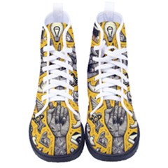 Yellow Template Design Women s High-top Canvas Sneakers by Perong