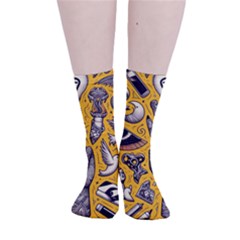 Yellow Template Design Smooth Crew Length Tube Socks