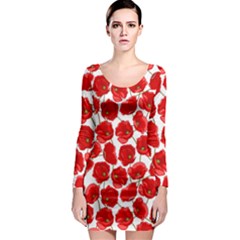 Flower Poppies Plant Petal Long Sleeve Bodycon Dress by Perong