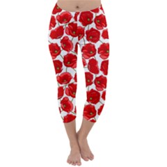 Flower Poppies Plant Petal Capri Winter Leggings 