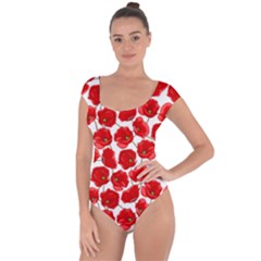 Flower Poppies Plant Petal Short Sleeve Leotard  by Perong