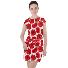 Flower Poppies Plant Petal Drawstring Hooded Dress by Perong