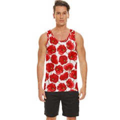 Flower Poppies Plant Petal Men s Wide Collar Tank Top by Perong