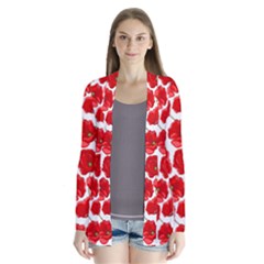 Flower Poppies Plant Petal Drape Collar Cardigan by Perong