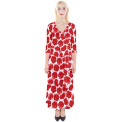 Flower Poppies Plant Petal Quarter Sleeve Wrap Maxi Dress by Perong