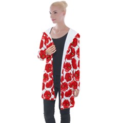 Flower Poppies Plant Petal Longline Hooded Cardigan by Perong