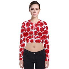 Flower Poppies Plant Petal Long Sleeve Zip Up Bomber Jacket by Perong