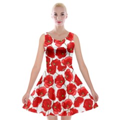 Flower Poppies Plant Petal Velvet Skater Dress