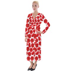 Flower Poppies Plant Petal Velvet Maxi Wrap Dress by Perong