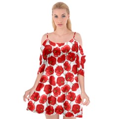 Flower Poppies Plant Petal Cutout Spaghetti Strap Chiffon Dress by Perong