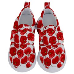 Flower Poppies Plant Petal Kids  Velcro No Lace Shoes by Perong