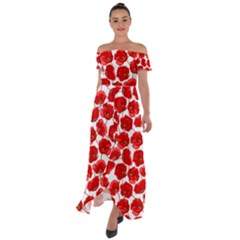 Flower Poppies Plant Petal Off Shoulder Open Front Chiffon Dress by Perong