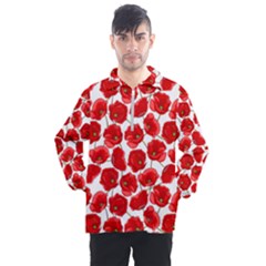 Flower Poppies Plant Petal Men s Half Zip Pullover