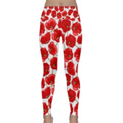 Flower Poppies Plant Petal Lightweight Velour Classic Yoga Leggings by Perong