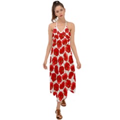 Flower Poppies Plant Petal Halter Tie Back Dress  by Perong