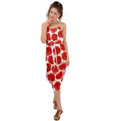 Flower Poppies Plant Petal Waist Tie Cover Up Chiffon Dress by Perong