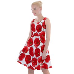 Flower Poppies Plant Petal Knee Length Skater Dress by Perong