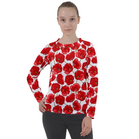 Flower Poppies Plant Petal Women s Long Sleeve Raglan T-shirt by Perong