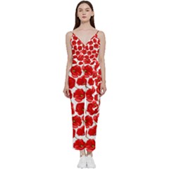 Flower Poppies Plant Petal V-neck Camisole Jumpsuit by Perong