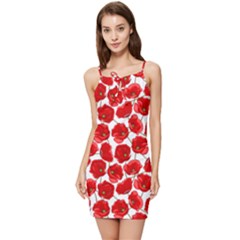 Flower Poppies Plant Petal Summer Tie Front Dress by Perong