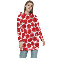 Flower Poppies Plant Petal Women s Long Oversized Pullover Hoodie