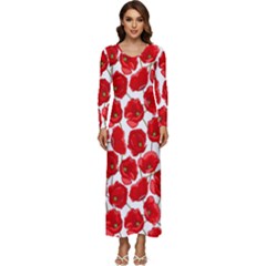 Flower Poppies Plant Petal Long Sleeve Longline Maxi Dress by Perong