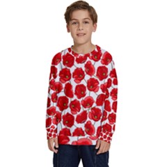 Flower Poppies Plant Petal Kids  Crewneck Sweatshirt by Perong