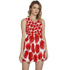 Flower Poppies Plant Petal Sleeveless High Waist Mini Dress by Perong