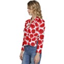 Flower Poppies Plant Petal Women s Long Sleeve Revers Collar Cropped Jacket View2