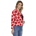 Flower Poppies Plant Petal Women s Long Sleeve Revers Collar Cropped Jacket View3