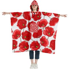 Flower Poppies Plant Petal Women s Hooded Rain Ponchos by Perong