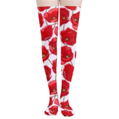 Flower Poppies Plant Petal Thigh High Stockings by Perong