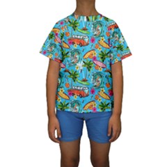 Summer Pattern Seamless Kids  Short Sleeve Swimwear by Perong