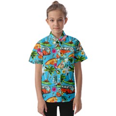 Summer Pattern Seamless Kids  Short Sleeve Shirt by Perong