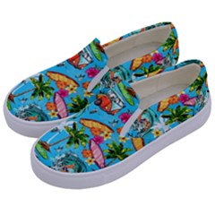 Summer Pattern Seamless Kids  Canvas Slip Ons by Perong