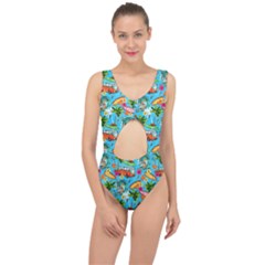 Summer Pattern Seamless Center Cut Out Swimsuit by Perong