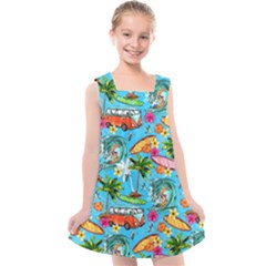 Summer Pattern Seamless Kids  Cross Back Dress by Perong