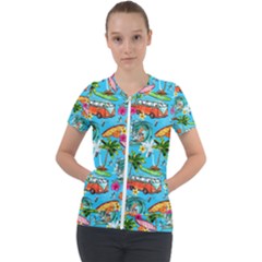 Summer Pattern Seamless Short Sleeve Zip Up Jacket