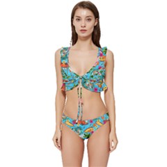 Summer Pattern Seamless Low Cut Ruffle Edge Bikini Set by Perong