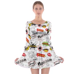 Pattern Seamless Texture Cartoon Long Sleeve Skater Dress by Perong