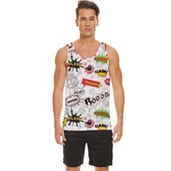 Pattern Seamless Texture Cartoon Men s Wide Collar Tank Top by Perong