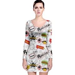 Pattern Seamless Texture Cartoon Long Sleeve Velvet Bodycon Dress