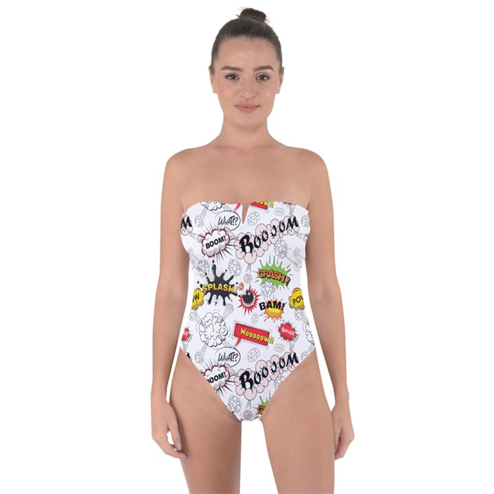 Pattern Seamless Texture Cartoon Tie Back One Piece Swimsuit